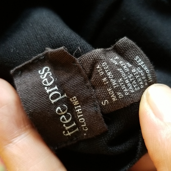 Free Press Black Black Dress Scalloped Scoop Neck Short Sleeve Flowy Midi - Picture 7 of 8